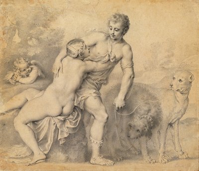 Venus en Adonis, 1631 door Peter Oliver